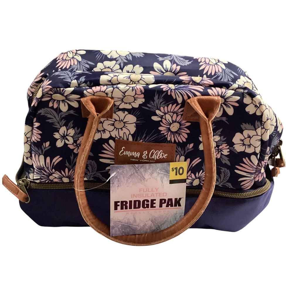 Emma & Chloe NY Insulated Lunch Tote Bag‎ Double Section Floral NEW